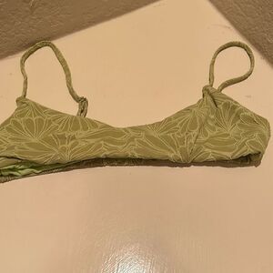 Andie Molokai Womens Small Bikini Swim Top Green Textured Floral Print NWOT